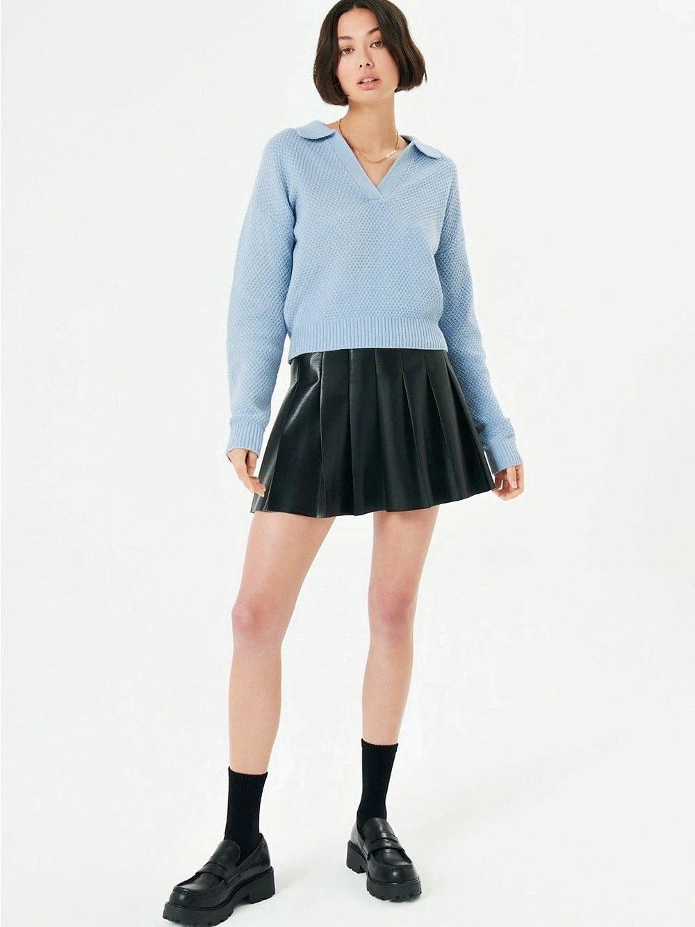 Sunday Best Blue Lottie Merino Wool V-Neck Sweater